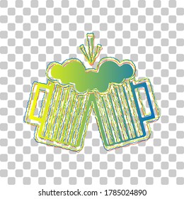 Beer glass sign. Blue to green gradient Icon with Four Roughen Contours on stylish transparent Background. Illustration.
