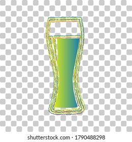 Beer glass sign. Blue to green gradient Icon with Four Roughen Contours on stylish transparent Background. Illustration.