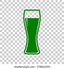 Beer glass sign. Dark green icon on transparent background.