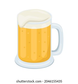 Beer Glass Sign Emoji Icon Illustration. Cold Drink Vector Symbol Emoticon Design Clip Art Sign Comic Style.