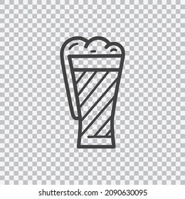 Beer glass sign. Flat style black icon on white. Vector isolated on transparent background.