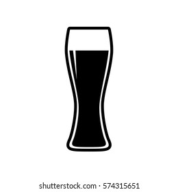 Beer Glass Sign. Flat Style Black Icon On White.