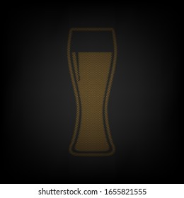 Beer glass sign. Icon as grid of small orange light bulb in darkness. Illustration.