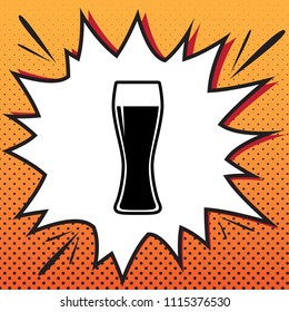 Beer glass sign. Vector. Comics style icon on pop-art background.