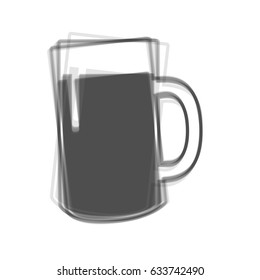 Beer glass sign. Vector. Gray icon shaked at white background.
