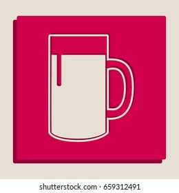 Beer glass sign. Vector. Grayscale version of Popart-style icon.