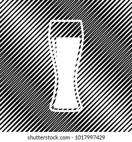 Beer glass sign. Vector. Icon. Hole in moire background.