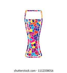 Beer glass sign. Vector. Stained glass icon on white background. Colorful polygons. Isolated.