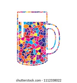 Beer glass sign. Vector. Stained glass icon on white background. Colorful polygons. Isolated.