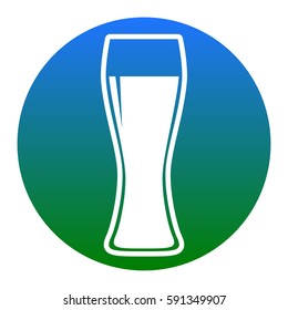 Beer glass sign. Vector. White icon in bluish circle on white background. Isolated.