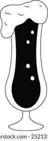 Beer Glass Silhouette Isolated on White Background. Vector Graphic Design