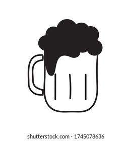Beer glass silhouette style icon design, Pub drink ale and lager theme Vector illustration