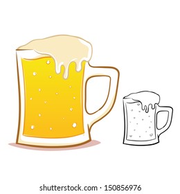 Beer glass in a simple line art vector illustration