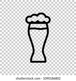 Beer glass. Simple linear icon with thin outline. On transparent background.