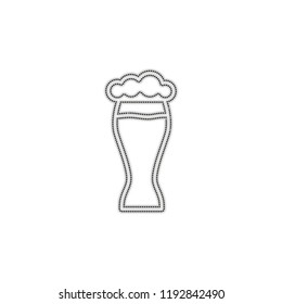 Beer glass. Simple linear icon with thin outline. Dotted outline silhouette with shadow on white background