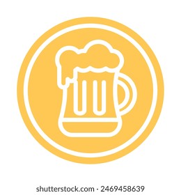 Beer glass sticker icon Flat design Vector illustration