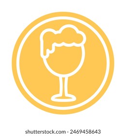 Beer glass sticker icon Flat design Vector illustration