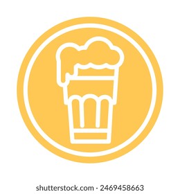 Beer glass sticker icon Flat design Vector illustration