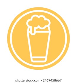 Beer glass sticker icon Flat design Vector illustration