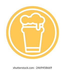 Beer glass sticker icon Flat design Vector illustration