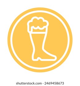 Beer glass sticker icon Flat design Vector illustration