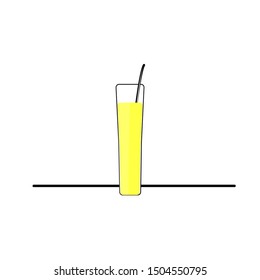 Beer in a glass with a straw. Alcoholic beverage. Icon