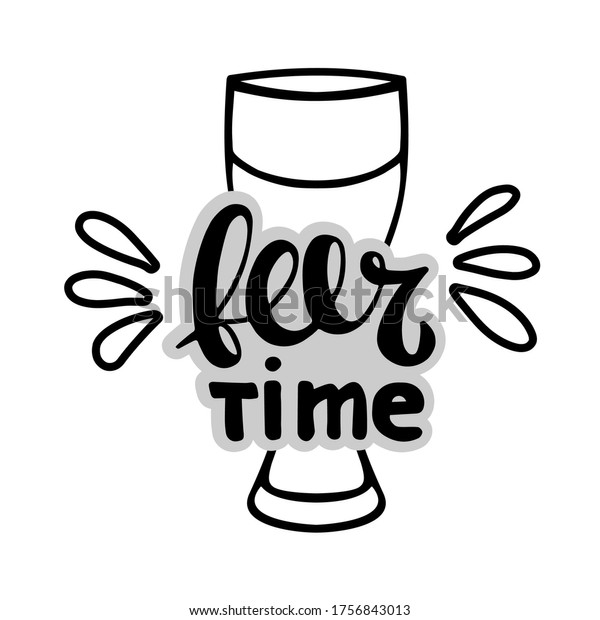 Beer Glass Beer Time Lettering Vector Stock Vector (Royalty Free) 1756843013