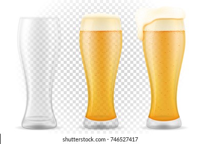 beer in glass transparent stock vector illustration isolated on white background