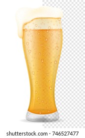 beer in glass transparent stock vector illustration isolated on white background