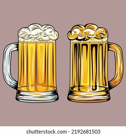 Beer Glass Vector Art, Beer vector and Illustration