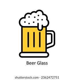 Beer Glass vector Filled outline Icon Design illustration. Event Management Symbol on White background EPS 10 File
