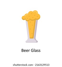 Icono plano del vector de vidrio de cerveza para web aislado en el archivo EPS 10 de fondo blanco