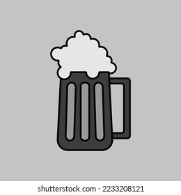 Beer glass vector grayscale icon. Barbecue and bbq grill sign. Graph symbol for cooking web site and apps design, logo, app, UI