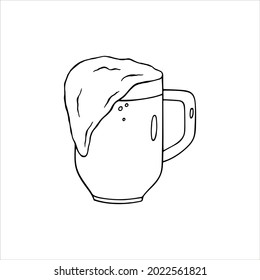 Beer glass vector hand drawn illustration for beer festival, for greeting card, invitation, banner, poster, pack, sticker, t-shirt print. Oktoberfest design element in doodle style. EPS 10.