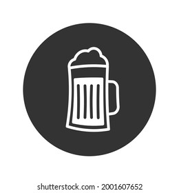 Beer glass vector icon. Beer glass flat sign design. EPS 10 fresh isolated beer pictogram symbol round icon