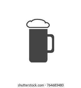 Beer glass vector icon in grey color on white background