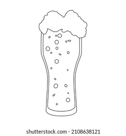 Icono del vector de vidrio de cerveza.Icono del vector de contorno aislado en vidrio de cerveza de fondo blanco.