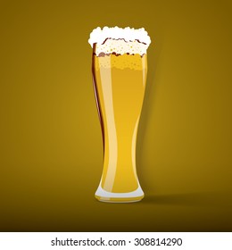 Beer in glass, vector illustration