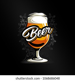 Beer Glass Vector Illustration On Dark Background