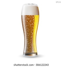 Beer in a glass Vector Isolated Against a White Background