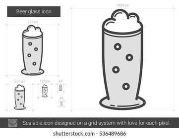 Beer glass vector line icon isolated on white background. Beer glass line icon for infographic, website or app. Scalable icon designed on a grid system.