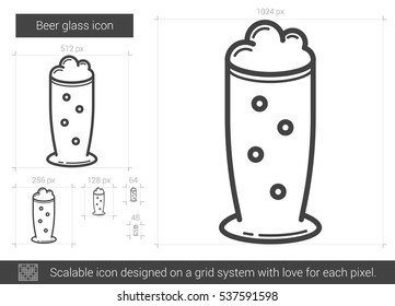 Beer glass vector line icon isolated on white background. Beer glass line icon for infographic, website or app. Scalable icon designed on a grid system.