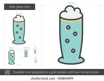 Beer glass vector line icon isolated on white background. Beer glass line icon for infographic, website or app. Scalable icon designed on a grid system.