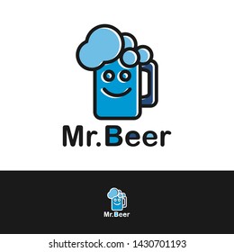 Beer glass vector logo line concept 