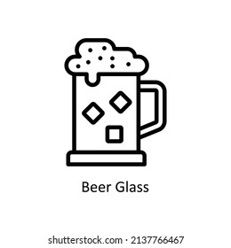 Beer Glass vector outline icon for web isolated on white background EPS 10 file
