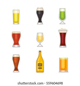 Beer glass vector set.