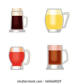 Beer glass vector set.
