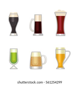 Beer glass vector set.