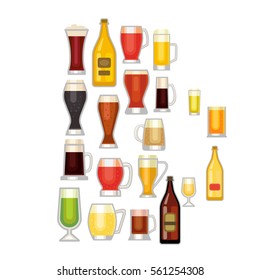 Beer glass vector set.
