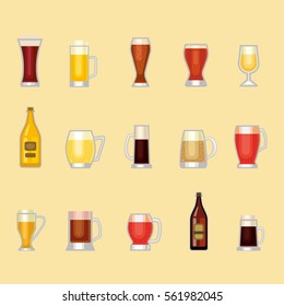 Beer glass vector set.